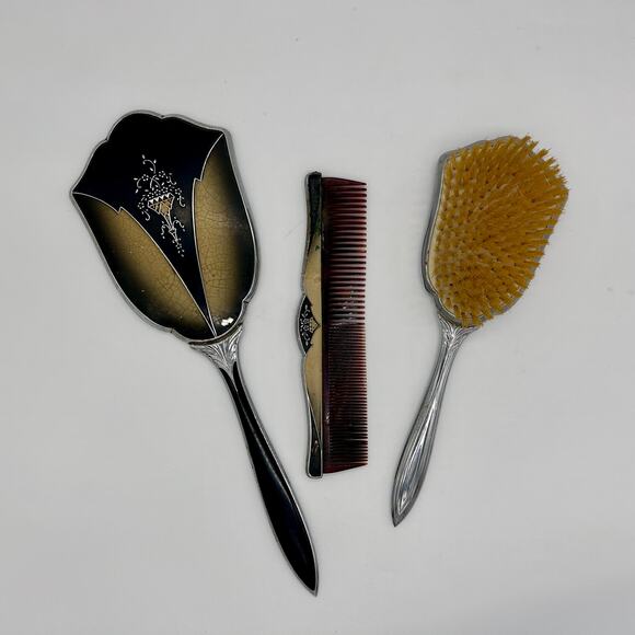 Vintage Other - Vintage 60's Vanity Set Mirror Brush Comb Art Deco Bodoir Dressing Table Decor